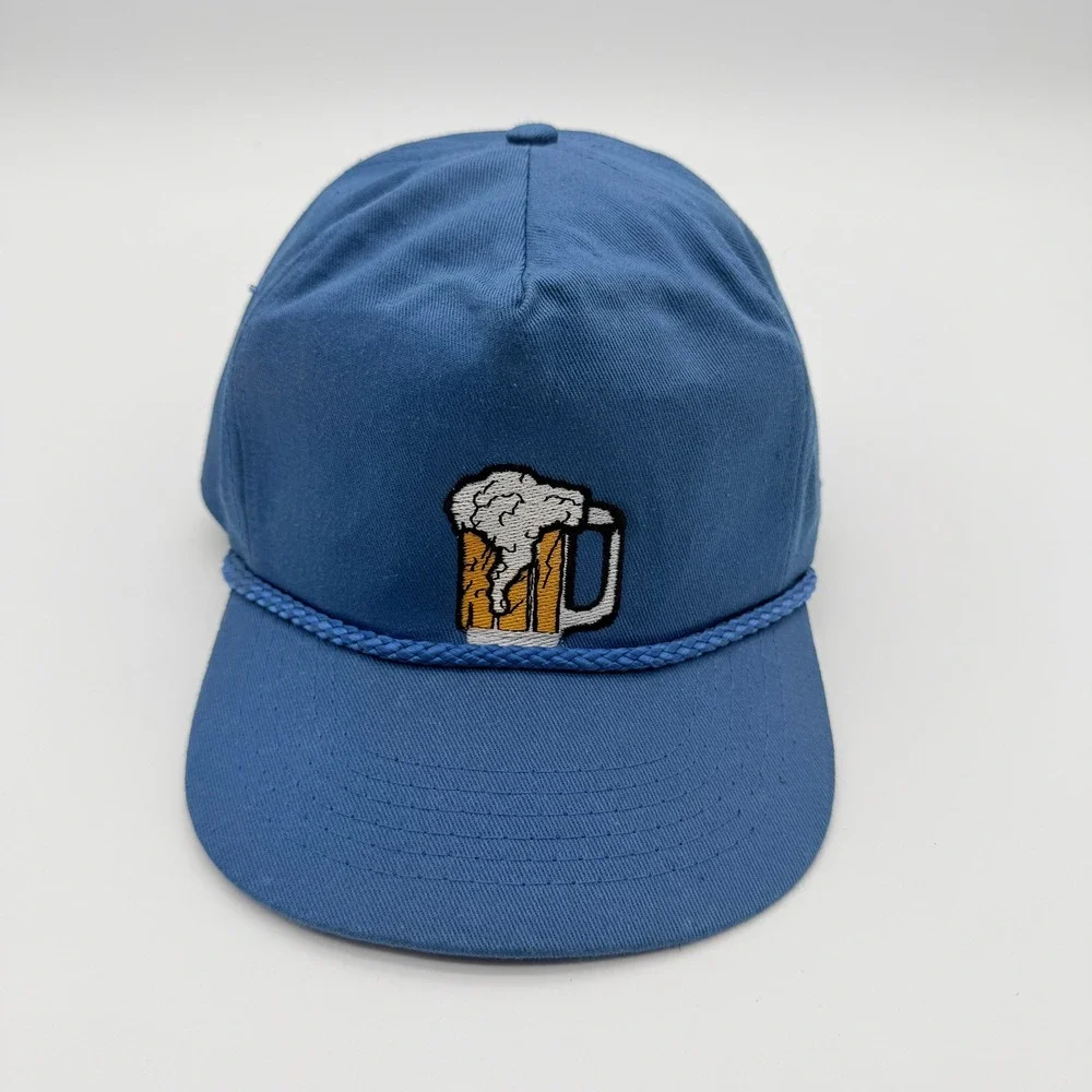 Beer Mug Rope Trucker Hat OS Blue Snapback Skater Streetwear Vintage Style